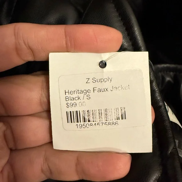 NWT Z Supply Heritage Black Faux Leather Quilted Jacket - Size Small - Picture 8 of 8